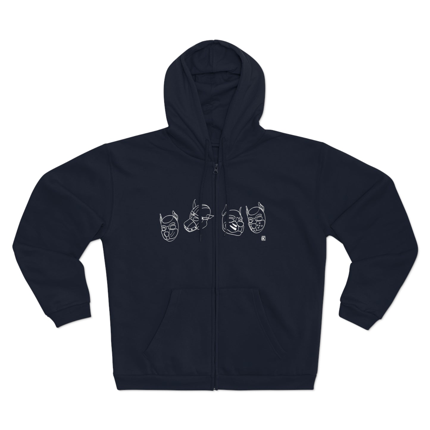 Graphic Pup Masks Zip Hoodie