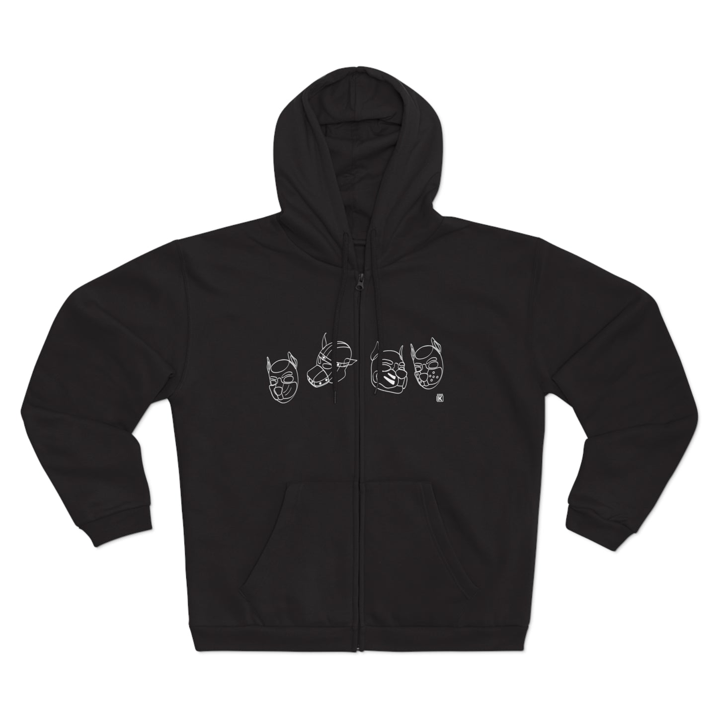 Graphic Pup Masks Zip Hoodie