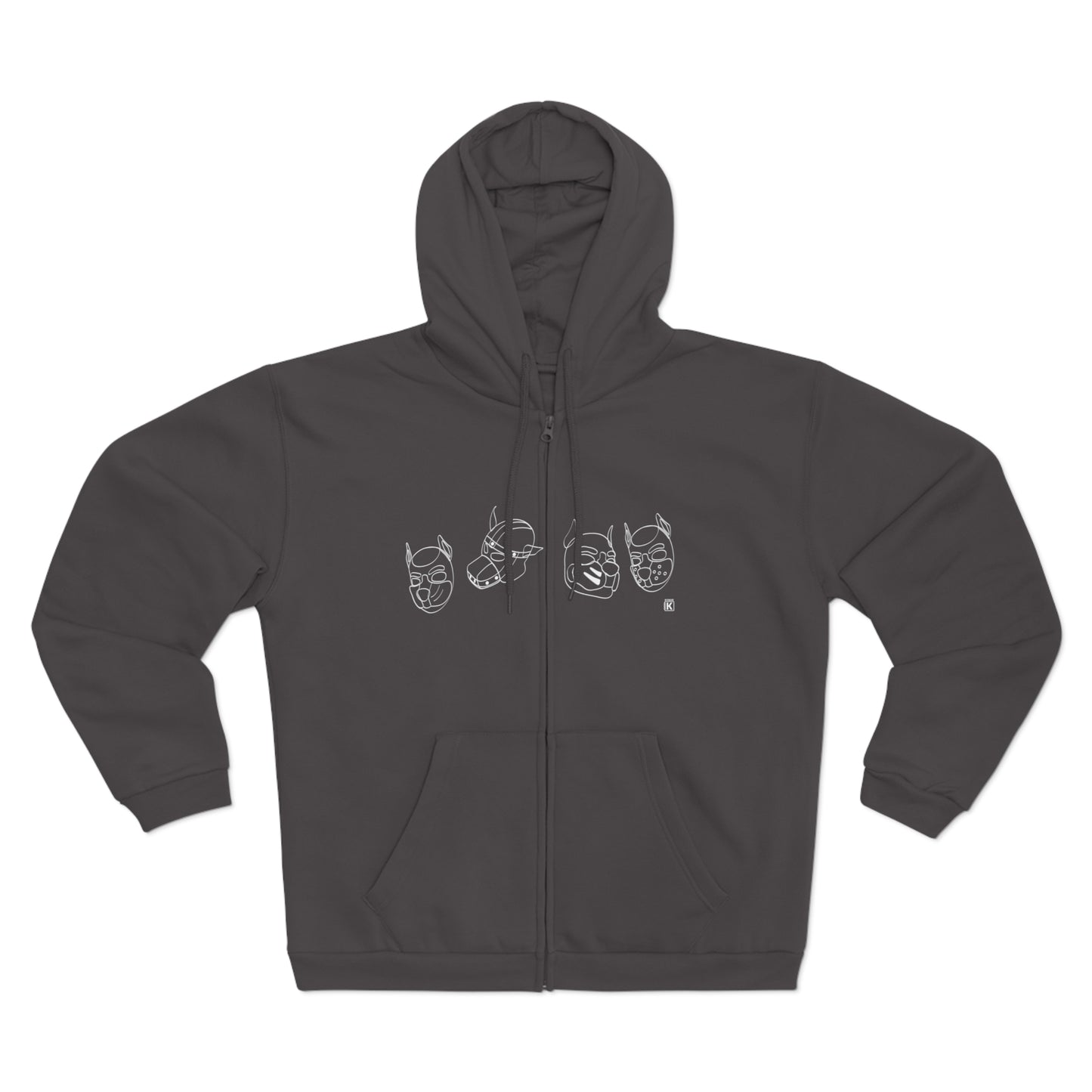 Graphic Pup Masks Zip Hoodie