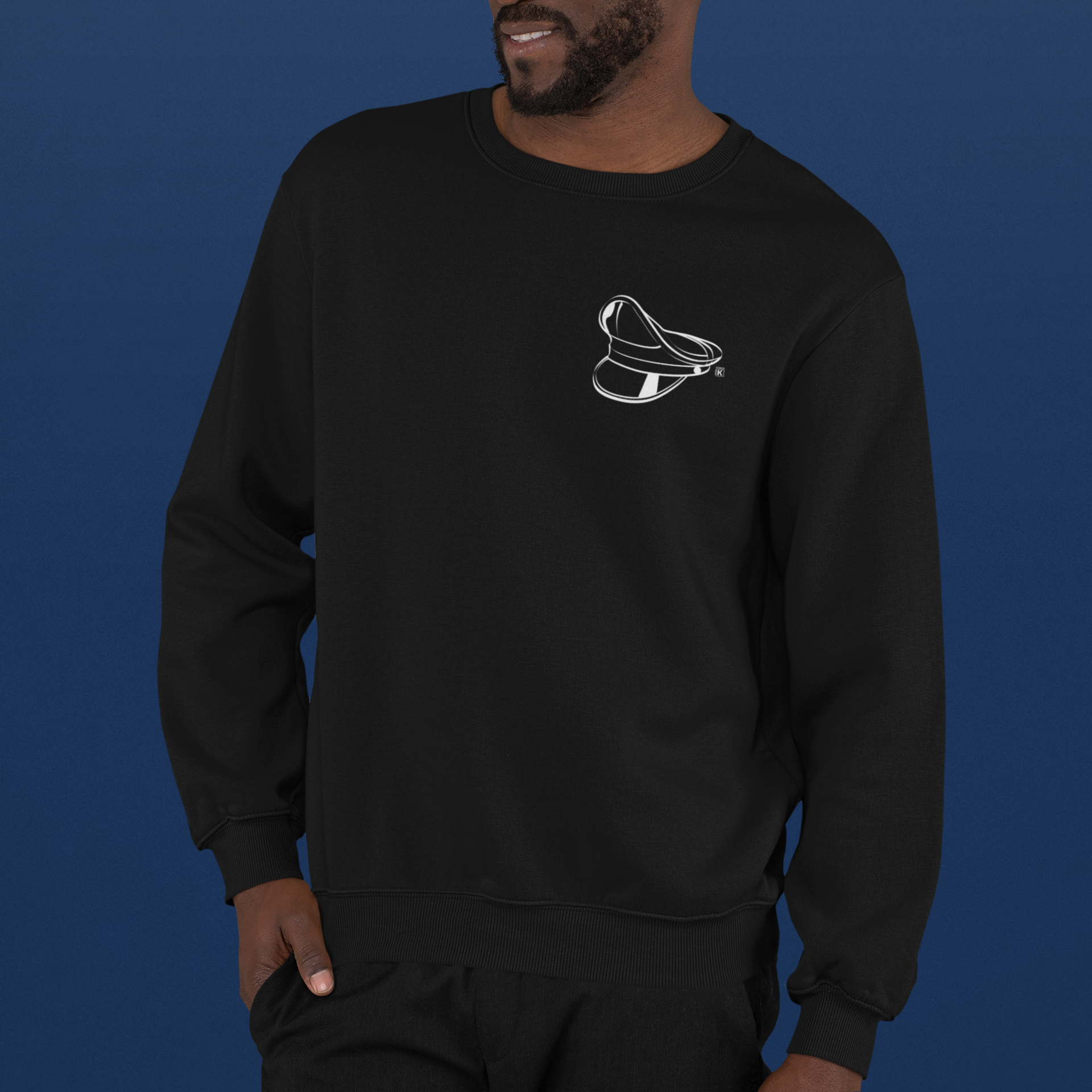 a-man wearing-a-crewneck-a-black-sweatshirt