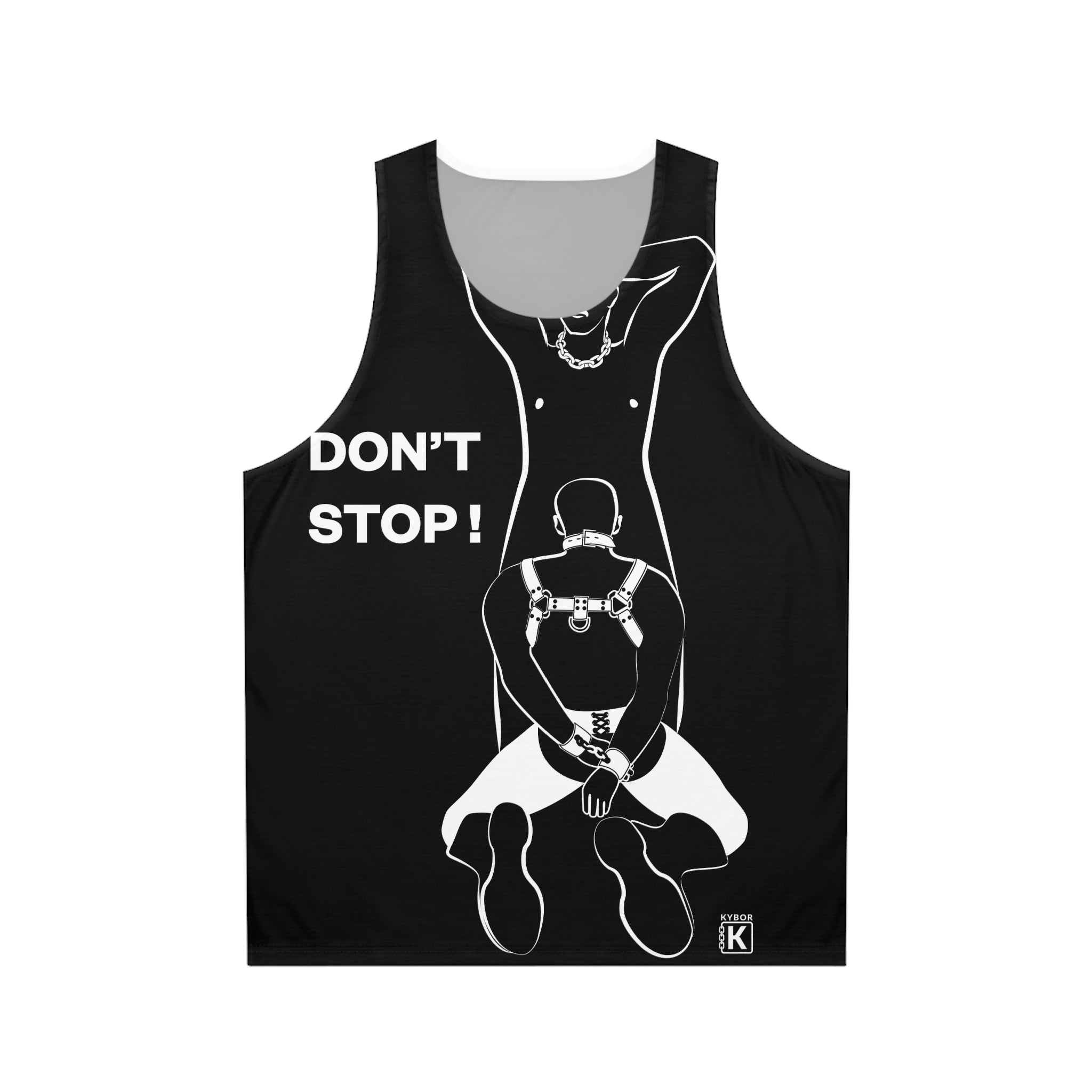 Tank Top - With Graphic Image Featuring a Stunning Design of Two Men and 'Don't Stop' Slogan