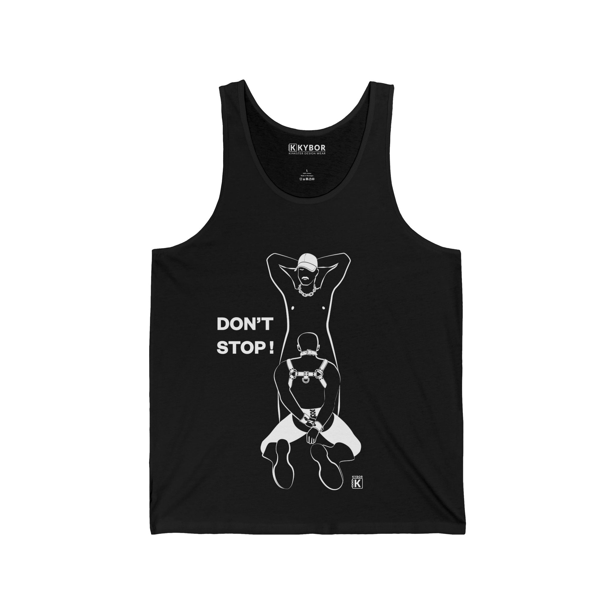 100% Cotton Soft-Style Tank Top - Featuring a Stunning Design of Two Men and 'Don't Stop' Slogan