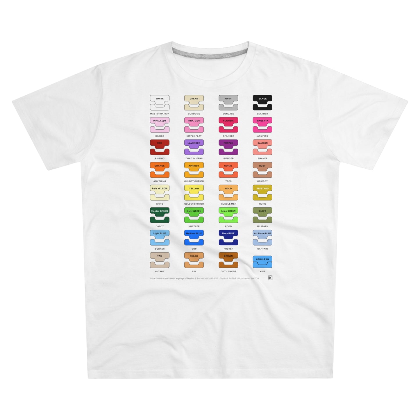 Whitey t-shirt with colourful graphic design on a white background