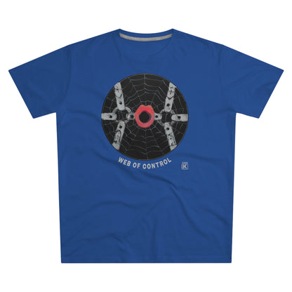 Blue t-shirt with a spider web design 