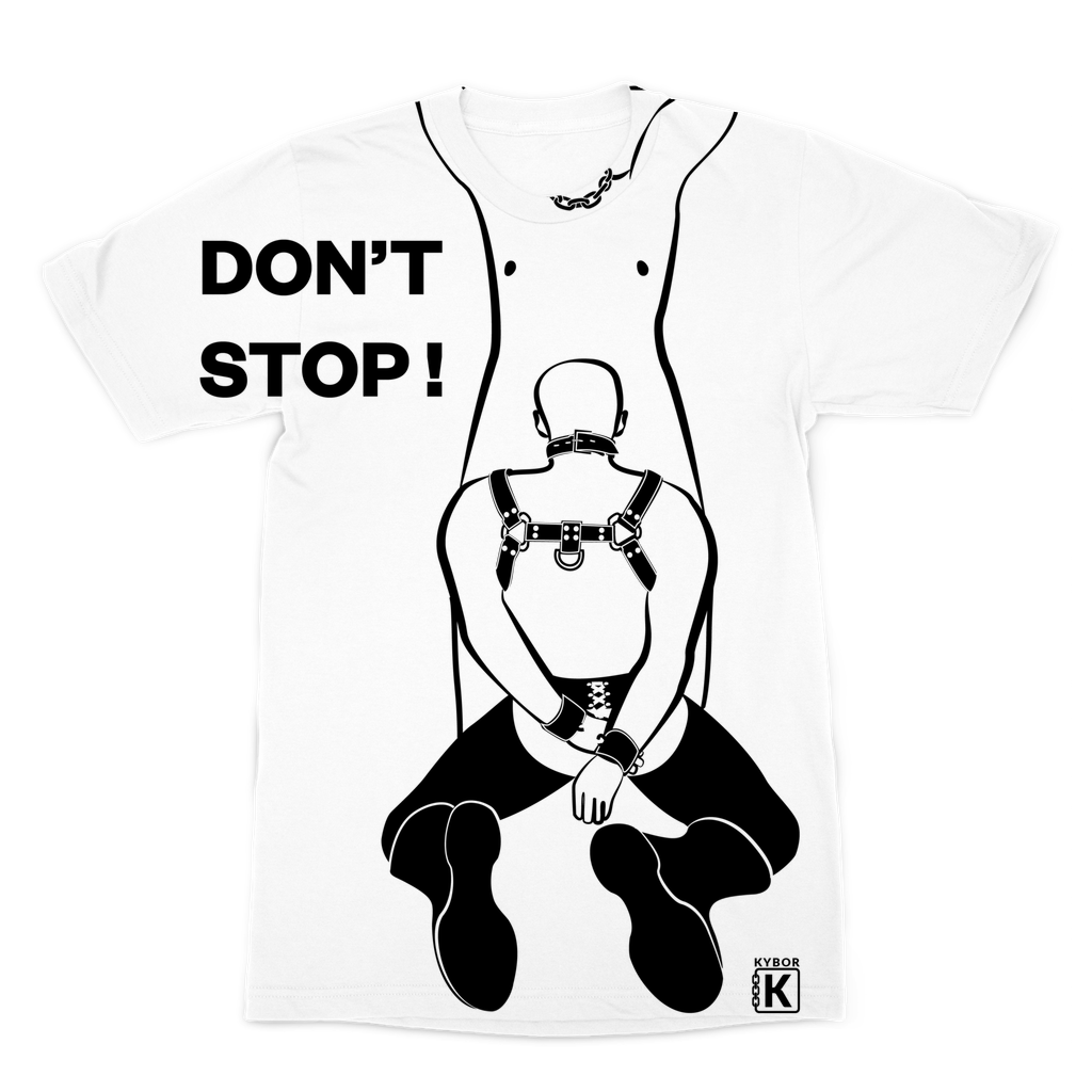 Premium All Over Print Design T-Shirt - With Cheeky Graphic And 'Don't Stop' Slogan