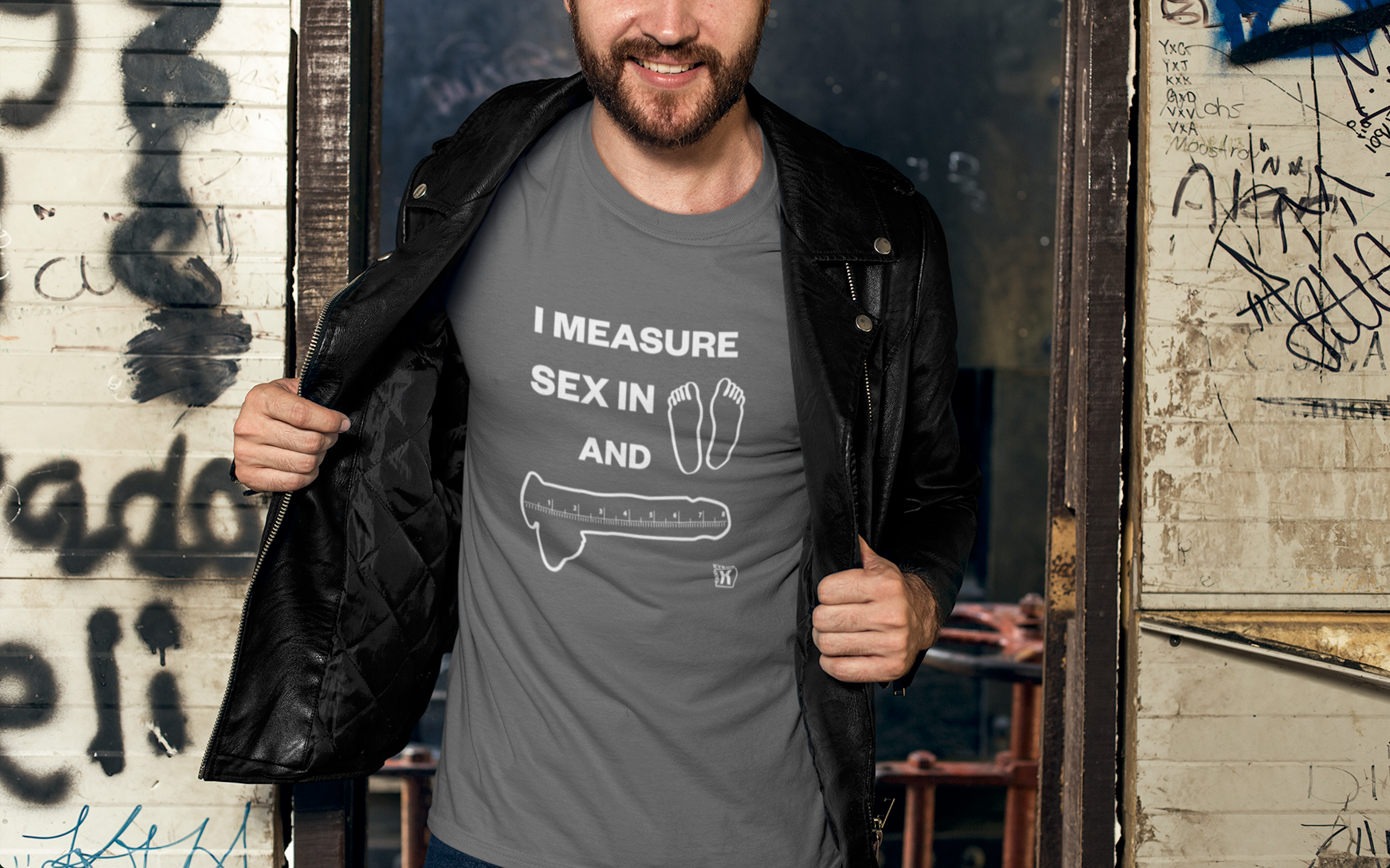 100% Cotton Crew-Neck T-Shirt - With Funny 'I Measure Sex in Feet and Inches' Slogan