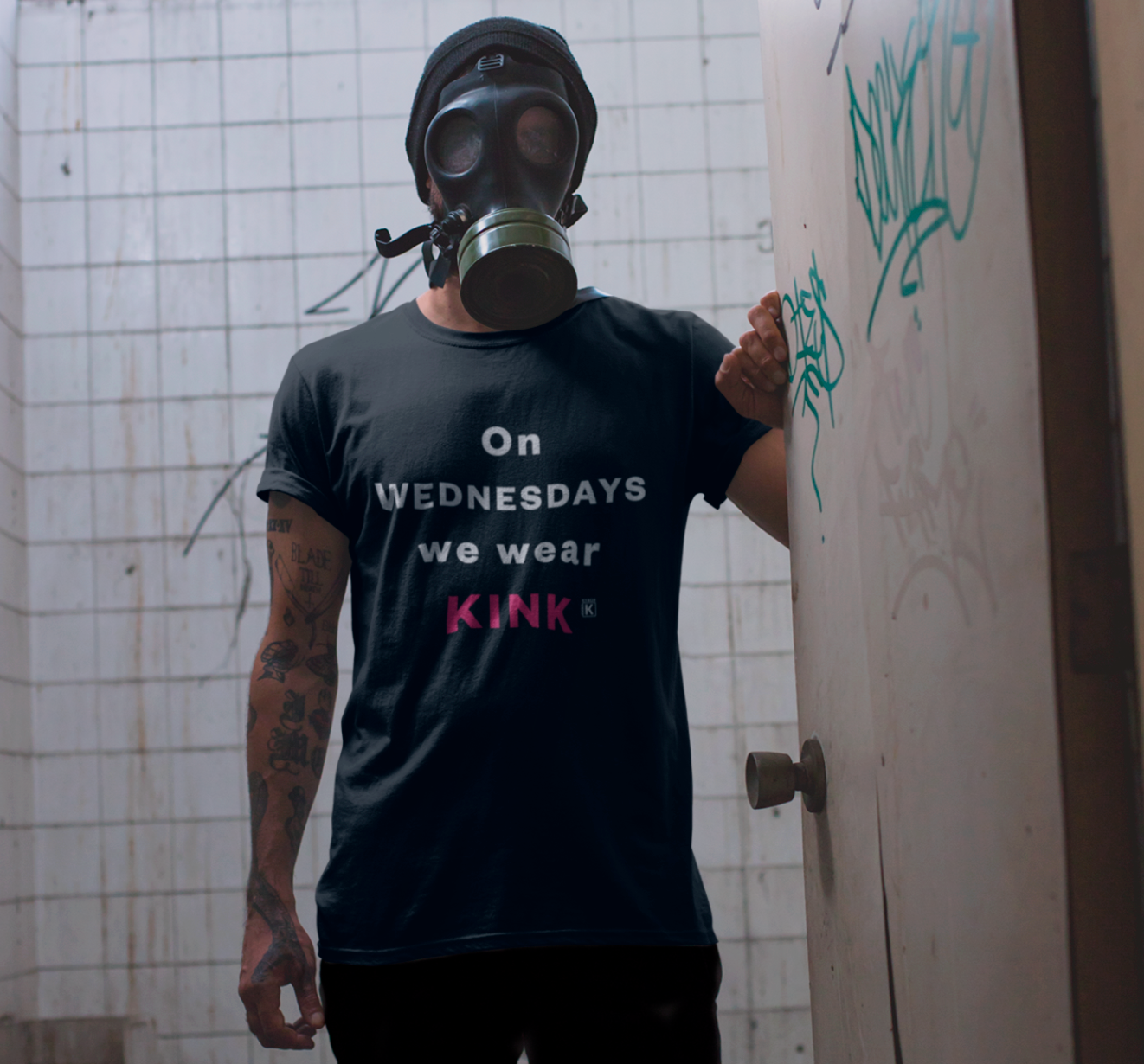 Cotton Crew-Neck T-Shirt - With 'On Wednesday's We Wear Kink' Slogan