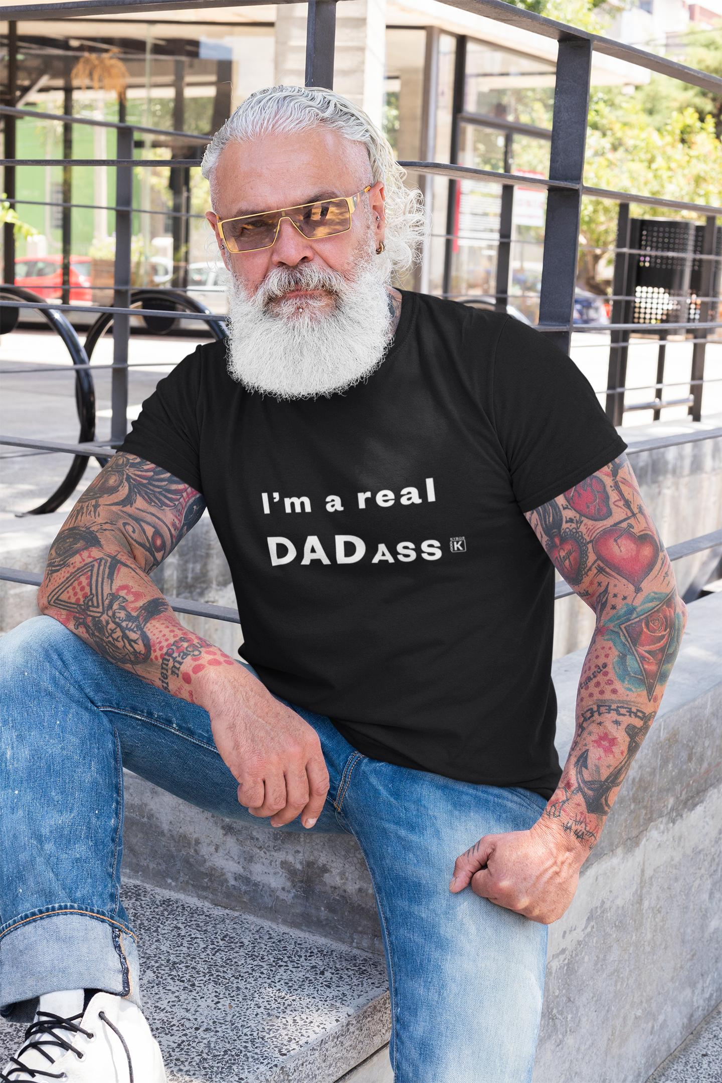 Crew-Neck T-Shirt - With 'I'm a Real DADass' Slogan